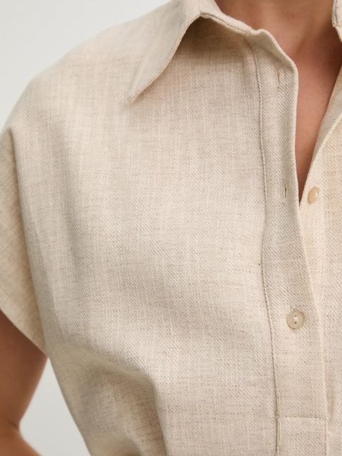 Answear.LAB sukienka z lnem kolor beżowy midi oversize