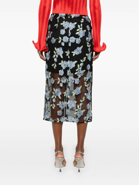 ROTATE BIRGER CHRISTENSEN mesh midi skirt - Black