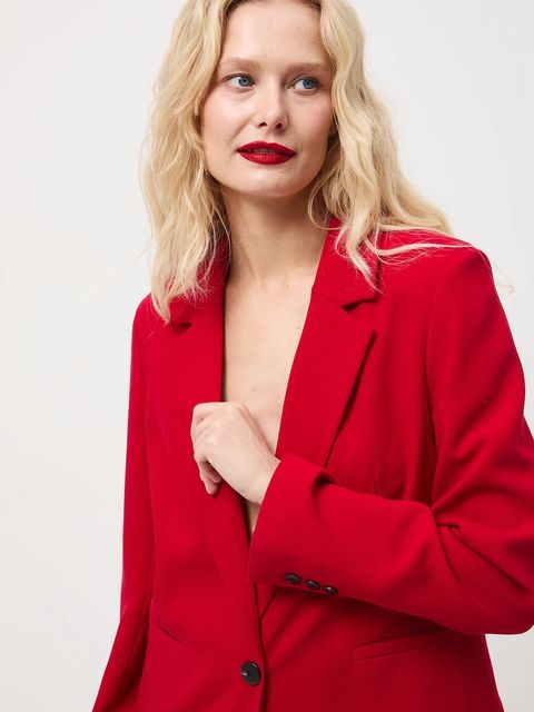 Medicine marynarka damska kolor czerwony jednorzędowa gładka