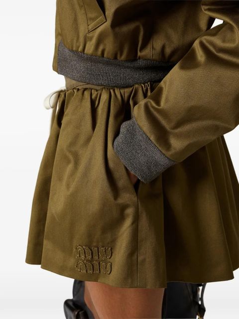 Miu Miu logo-detail flared mini skirt - Green - zdjęcie produktu nr 2