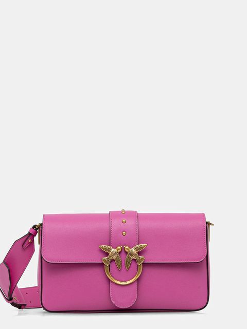 Pinko torebka skórzana kolor różowy 104524 A0QO - zdjęcie produktu nr 1