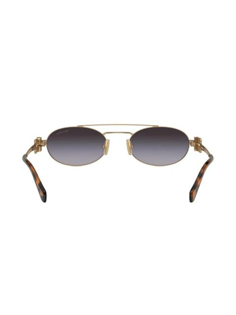 Miu Miu Eyewear logo-lettering oval-frame sunglasses - Gold