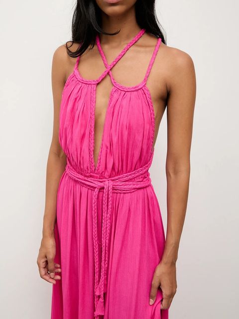 Answear.LAB sukienka kolor różowy maxi rozkloszowana