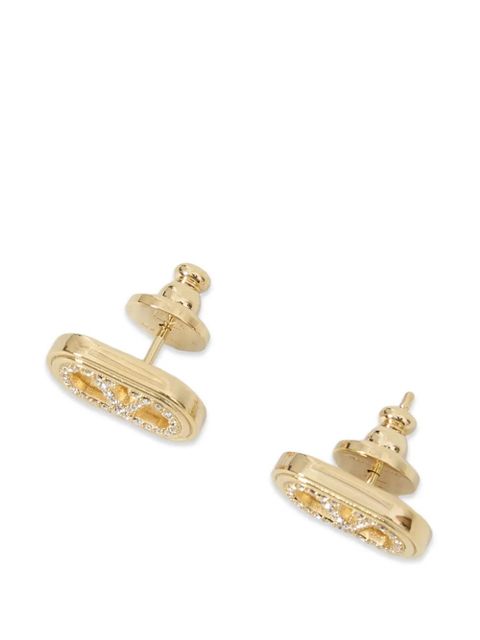 Valentino Garavani rhinestone logo earrings - Gold - zdjęcie produktu nr 2