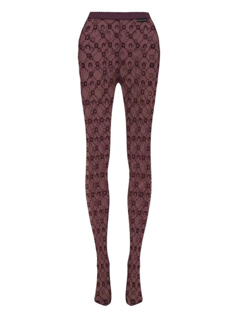 Marine Serre moonogram mesh flock tights - Red - zdjęcie produktu nr 1