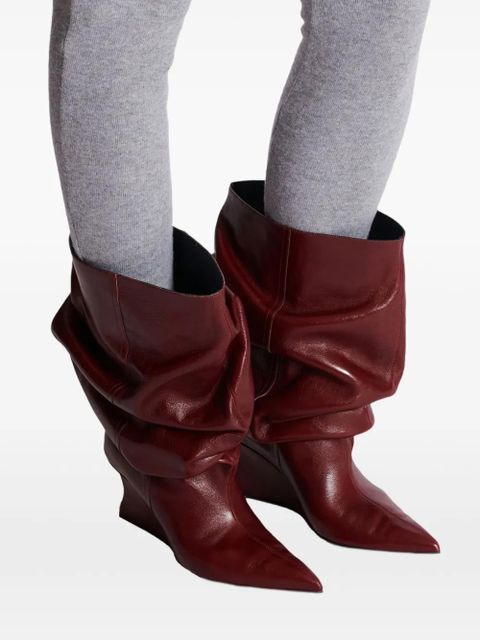 Balmain 75mm slouchy calfskin wedge ankle boots - Red