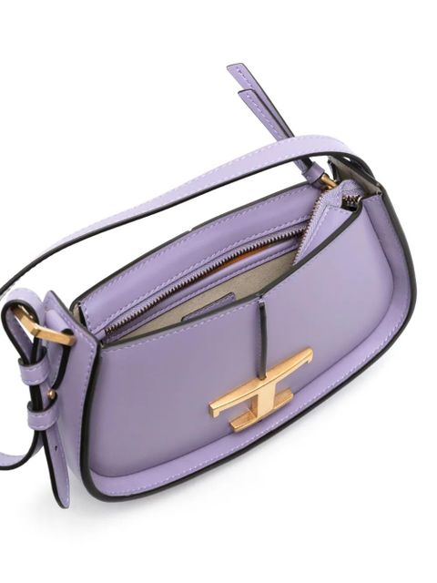 Tod's logo-plaque leather shoulder bag - Purple