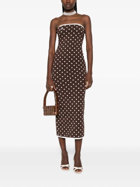 Rowen Rose polka dot strapless midi dress - Brown - zdjęcie produktu nr 2