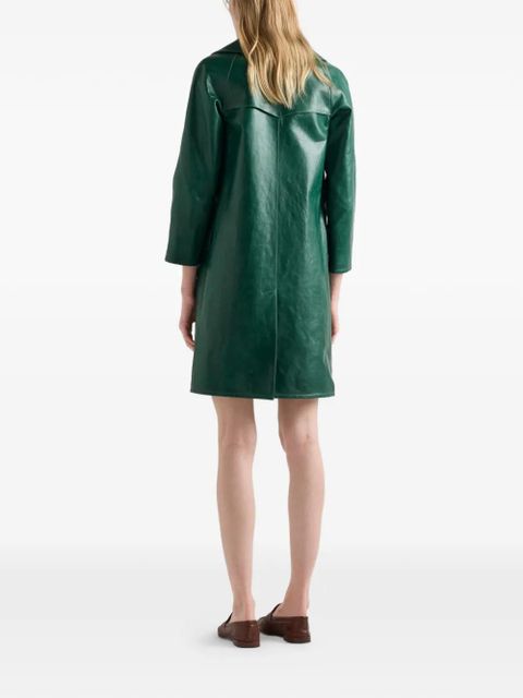 Prada double-breasted leather coat - Green