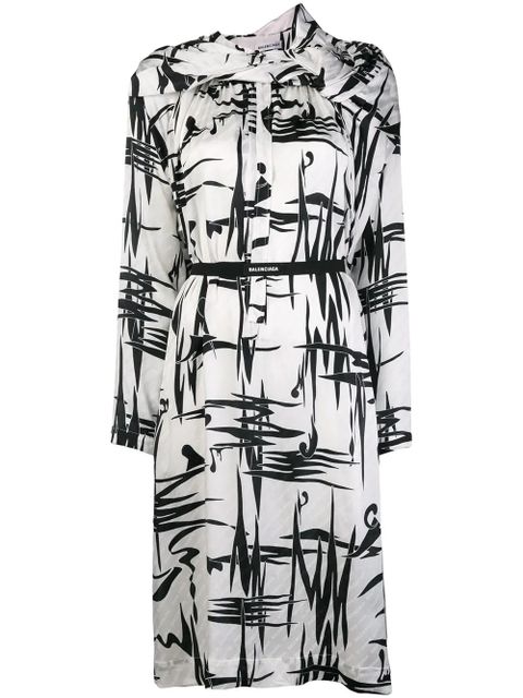 Balenciaga graphic print asymmetric dress - White - zdjęcie produktu nr 1