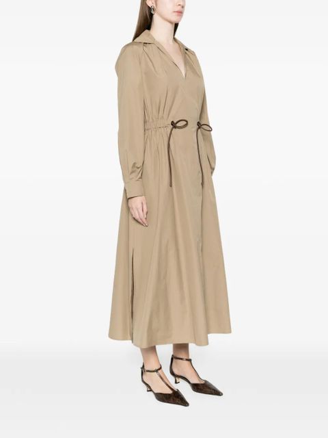 Max Mara Pedaggi drawstring V-neck midi dress - Neutrals