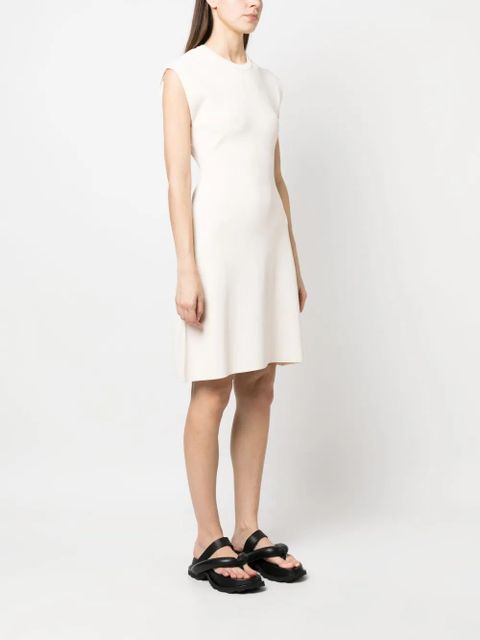 Yves Salomon fine-ribbed sleeveless mini dress - Neutrals