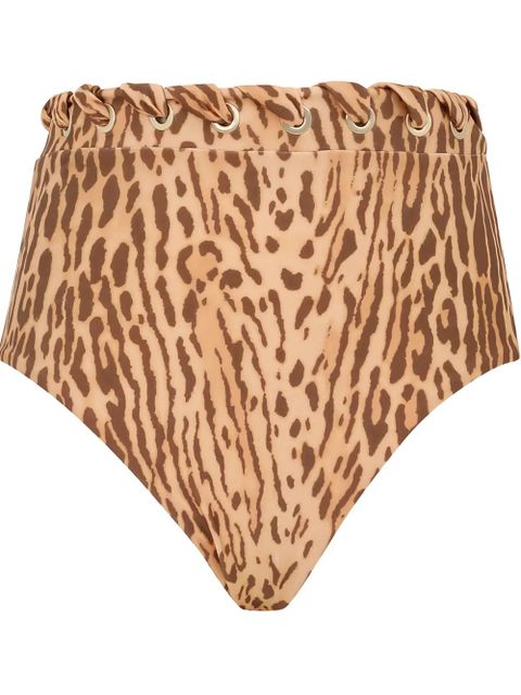ZIMMERMANN Cascadian leopard-print high-waist bikini bottom - Brown