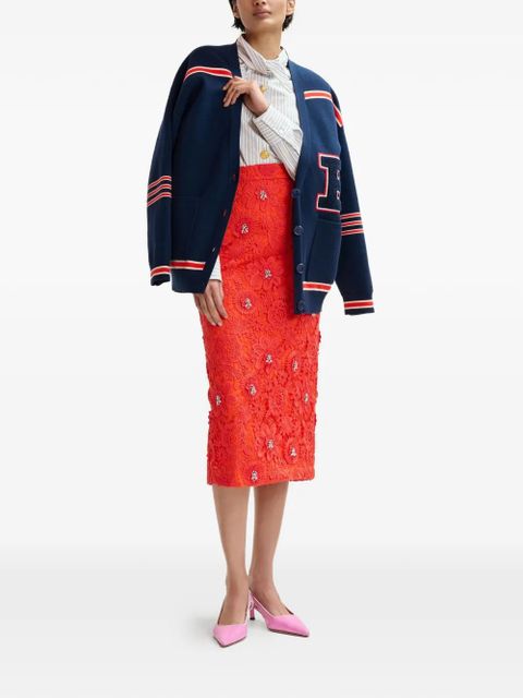 Essentiel Antwerp floral rhinestone midi skirt - Red