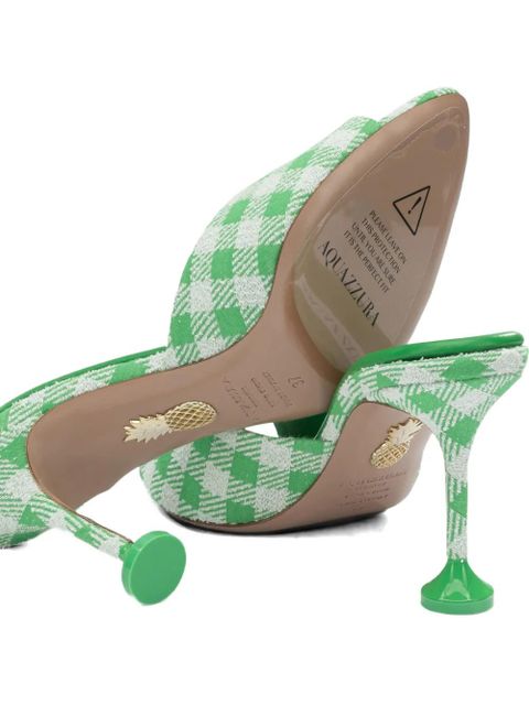 Aquazzura check-pattern open-toe mules - Green