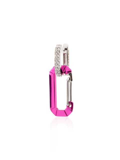 EÉRA 18kt white gold diamond hoop earring - Pink - zdjęcie produktu nr 1