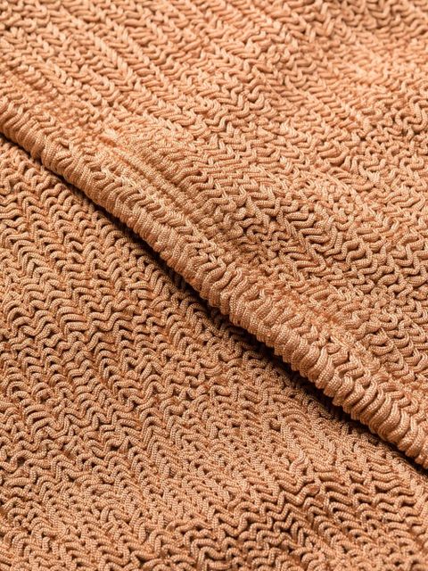 Hunza G open-back crinkled-finish swimsuit - Brown