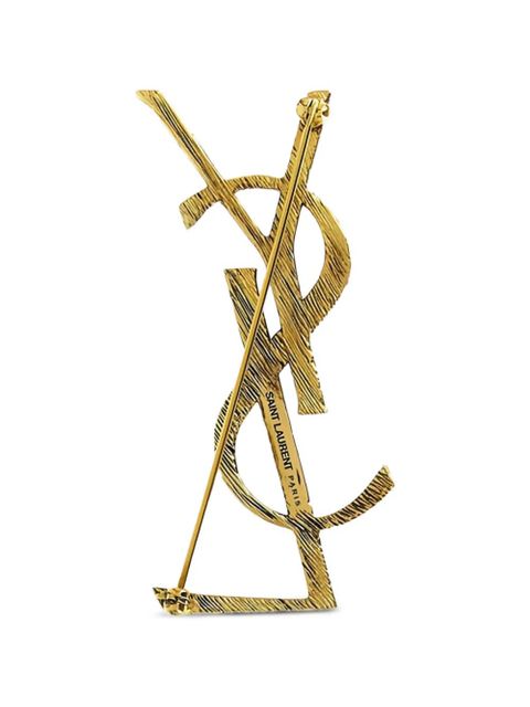 Saint Laurent textured logo brooch - Gold - zdjęcie produktu nr 2