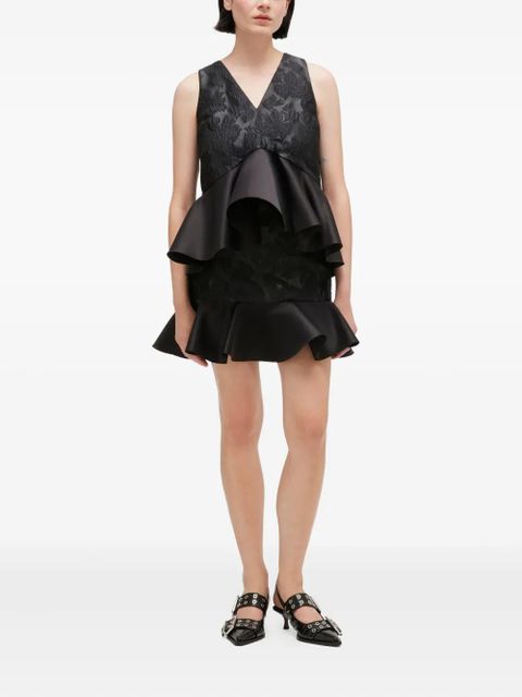 GANNI floral ruffled top - Black