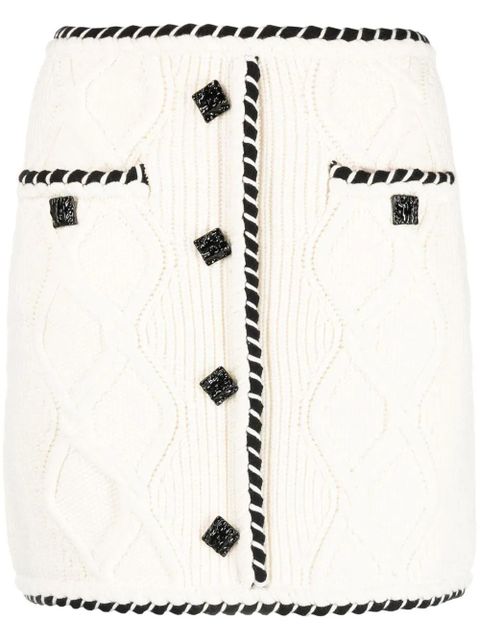 Self-Portrait Cable Knit button-embellished miniskirt - White - zdjęcie produktu nr 1