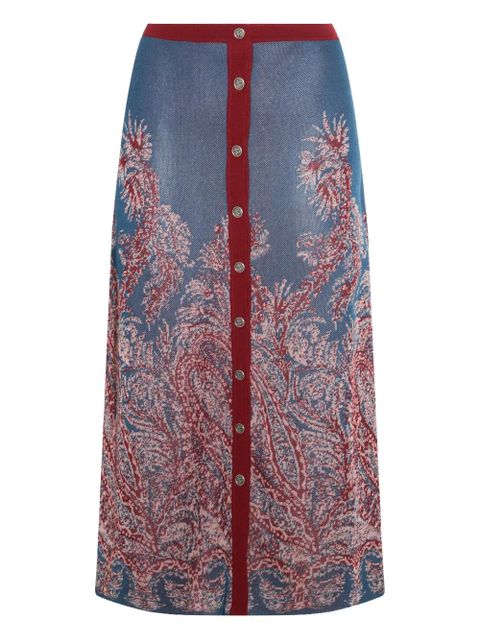 ETRO paisley-jacquard button-front skirt - Blue - zdjęcie produktu nr 1