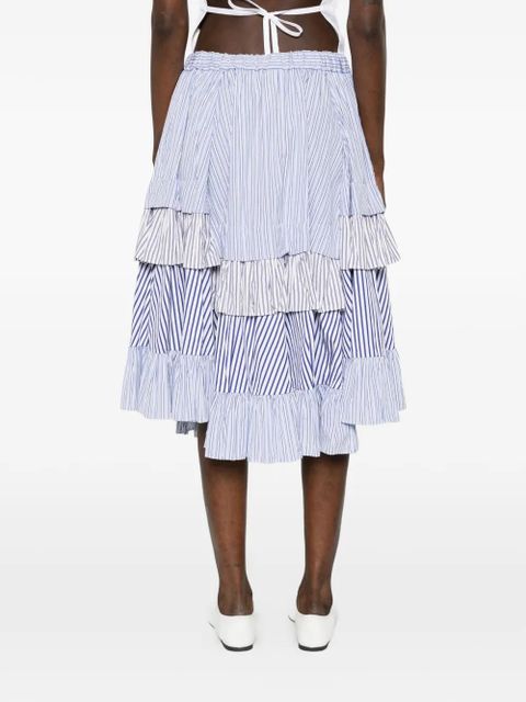 Comme Des Garçons striped-pattern midi skirt - Blue