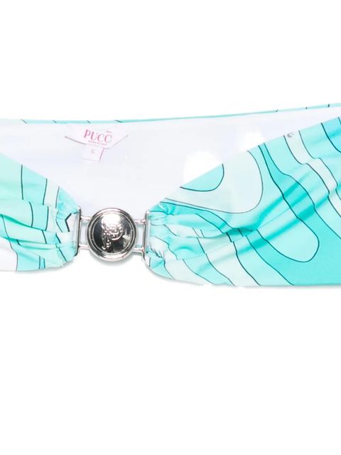 PUCCI Mirmo-print bandeau bikini top - Blue
