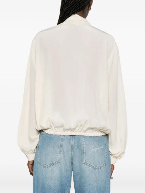 Valentino Garavani lace-neck blouse - Neutrals