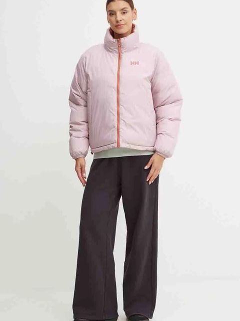 Helly Hansen kurtka dwustronna damska kolor różowy zimowa oversize - zdjęcie produktu nr 2