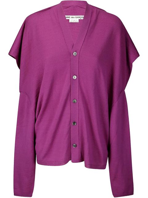 Comme Des Garçons draped-trim cardigan - Purple - zdjęcie produktu nr 1