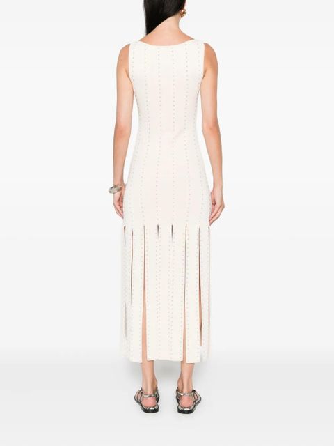 SANDRO studded knit midi dress - Neutrals