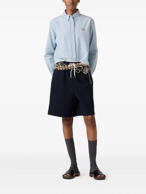 Miu Miu striped frayed-edge shirt - Blue - zdjęcie produktu nr 2