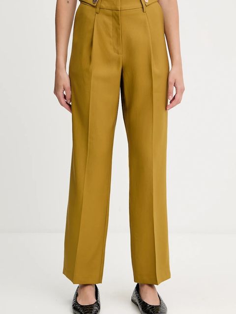 Morgan spodnie damskie kolor żółty proste high waist PFIJA.F - zdjęcie produktu nr 1