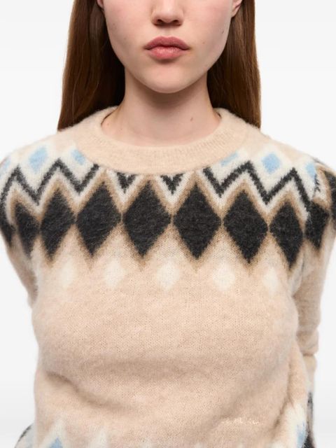 GANNI patterned-jacquard sweater - Neutrals
