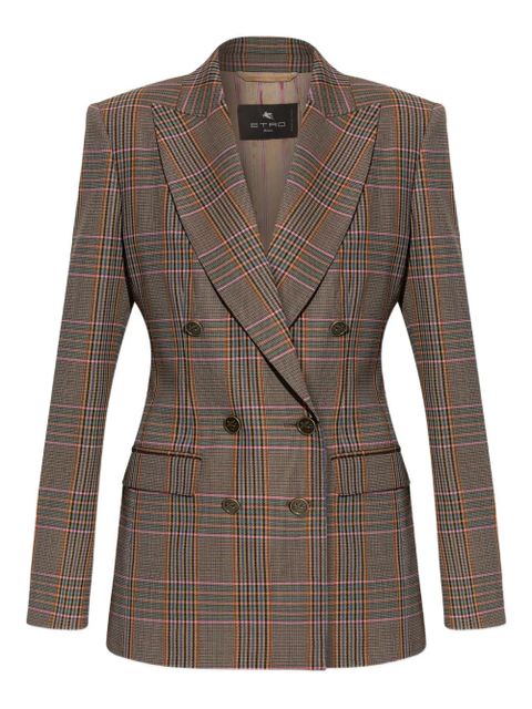 ETRO checked double-breasted blazer - Brown - zdjęcie produktu nr 1
