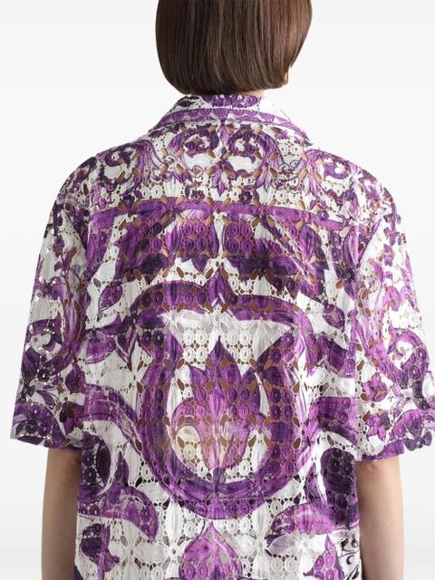 Dolce & Gabbana Majolica-print lace shirt - Purple