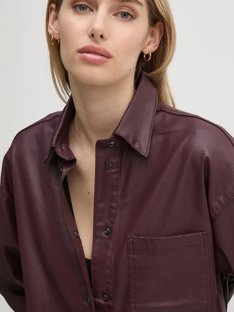 Pepe Jeans koszula OVERSHIRT damska kolor bordowy relaxed z kołnierzykiem klasycznym PL304963YH7