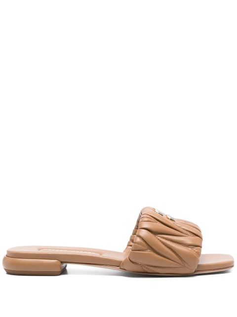Miu Miu logo-lettering sandals - Brown - zdjęcie produktu nr 1