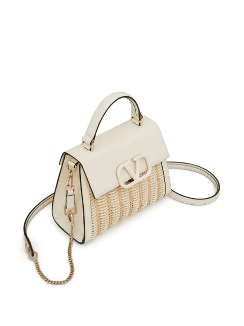 Valentino Garavani small VSling wicker top-handle bag - Neutrals