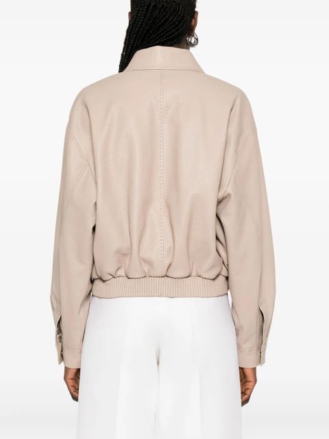 FENDI leather bomber jacket - Neutrals