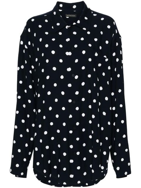 Balenciaga long-sleeves polka dot shirt - Blue - zdjęcie produktu nr 1