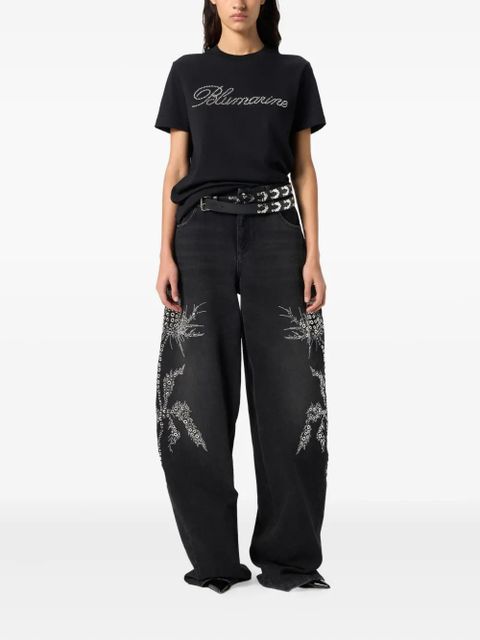 Blumarine embellished wide-leg trousers - Black