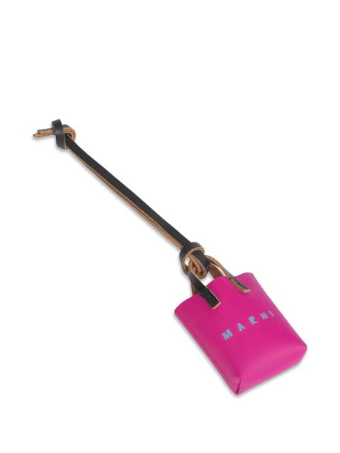 Marni stitching printed bag charm - Pink