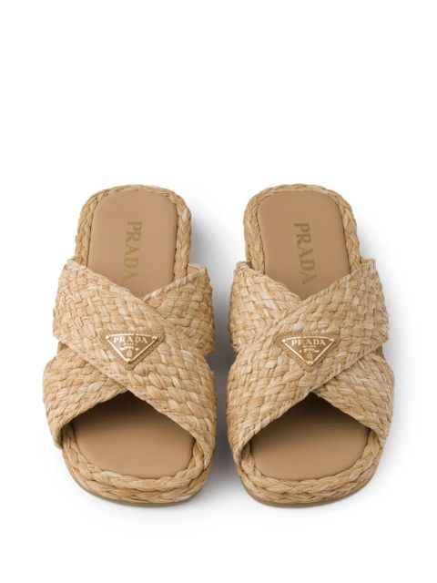 Prada raffia slides - Neutrals