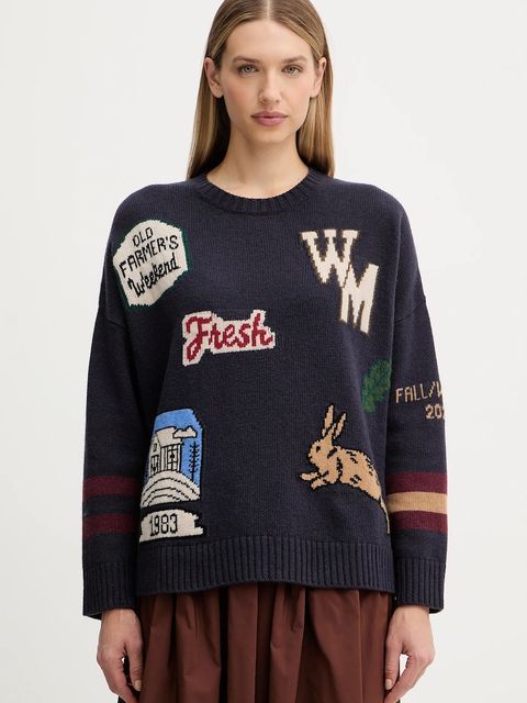 Weekend Max Mara sweter wełniany PAVIDI damski kolor granatowy lekki 2525366262600 - zdjęcie produktu nr 1