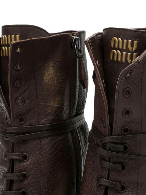Miu Miu 75mm leather boots - Brown