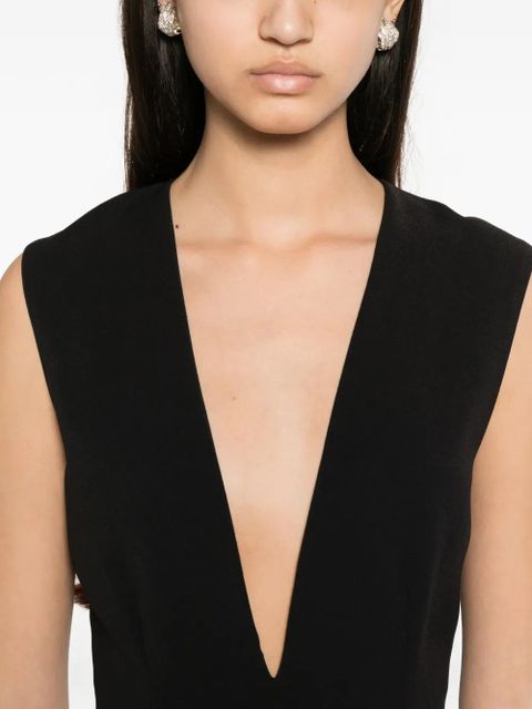 Solace London Althea plunging V-neck sleeveless maxi dress - Black