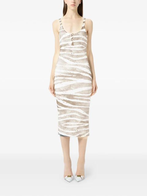 Blumarine ribbed zebra-print midi dress - Neutrals - zdjęcie produktu nr 2