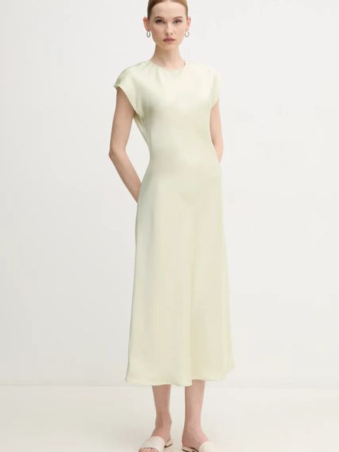 Calvin Klein sukienka kolor beżowy maxi prosta LV044B045G