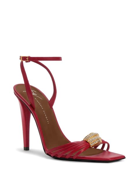 Giuseppe Zanotti Orchid square toe crystal brooch sandals - Red - zdjęcie produktu nr 2